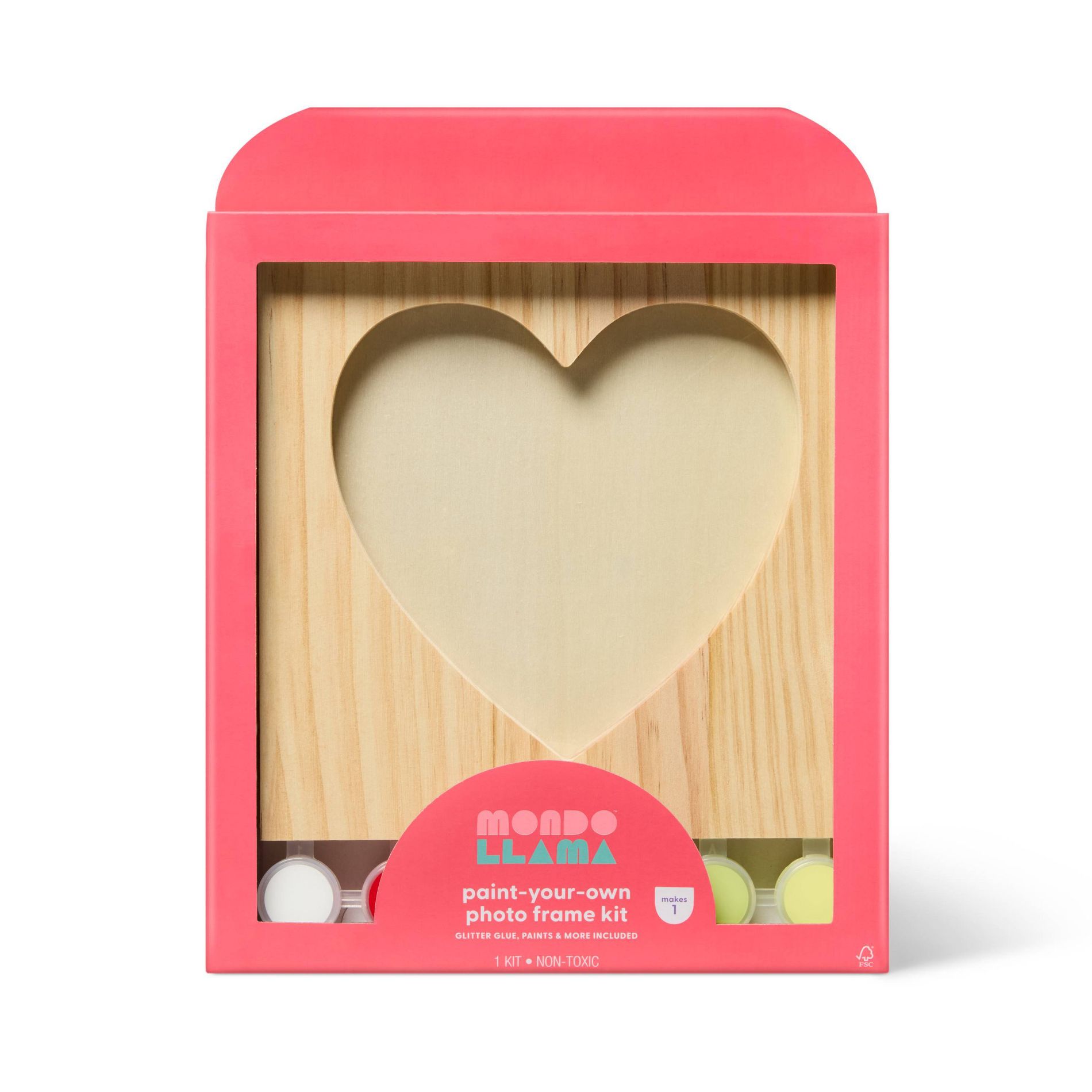 Valentine's Craft Wood Heart Frame Painting Activity Kit - Mondo Llama™