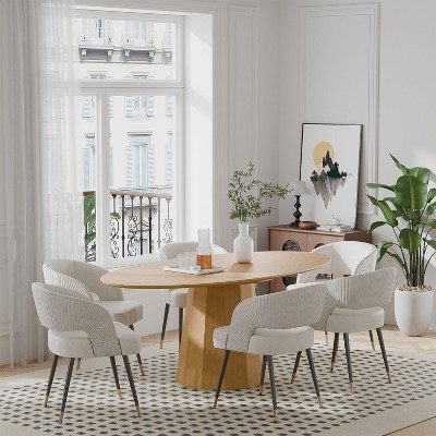 Conical Cylindrical Polygonal Wooden Color With Oblique Cut Edge Elliptical Dining Table (Conical Base).