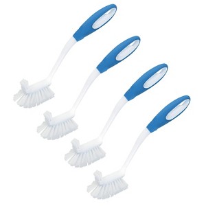 Lola Products Pro Utility All Purpose Kitchen Cleaning Brush, Durable Bristles, Comfort Ergonomic Rubber Non-Slip Grip, Built-in Food Scraper, 4 Pack - 1 of 4