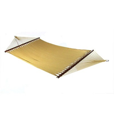 Sunnydaze Large Double Wide Two-Person Polyester Rope Hammock with Spreader Bars - 600 lb Weight Capacity - Tan