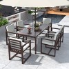 7-Piece Outdoor Dining Set, Dining Table with Umbrella Hole, Dining Armrest Chairs with Acacia Wood Frame and Foam Cushions–Cuddlewood - 2 of 4