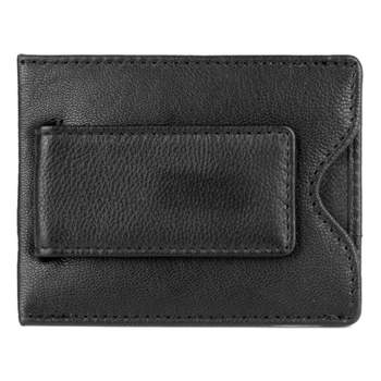 J. Buxton Emblem Front Pocket RFID Blocking Magnetic Leather Money Clip - Black