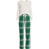 Lands' End Women's Pajama Set Knit Long Sleeve T-Shirt and Flannel Pants - 3 of 3