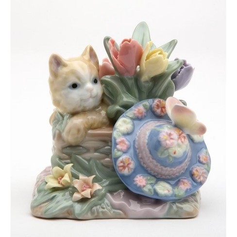 Kevins Gift Shoppe Ceramic Cat With Hat and Butterfly Figurine - image 1 of 3