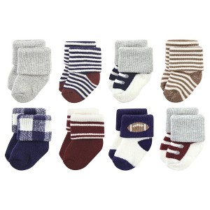 Hudson Baby Infant Boy Cotton Rich Newborn and Terry Socks, Football - 1 of 4