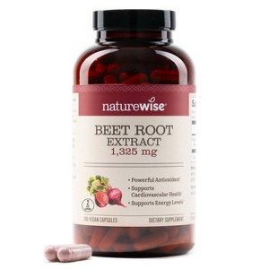 NatureWise Beet Root Capsules 1325mg with Organic Beetroot - Nitric Oxide Booster for Circulation Support - Vegan, Gluten-Free, Non-GMO - 1 of 4