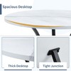FURNIinspire Dining Tables Modern Minimalist Circular Dining Table, Dining Table End Table With Marble Textured Pattern Desktop, White, 33"*33"*29" - 4 of 4