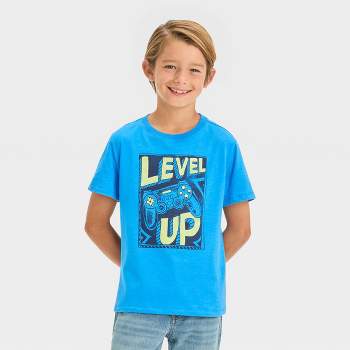 Boys' Short Sleeve Gaming 'Level Up' Graphic T-Shirt - Cat & Jack™ Blue