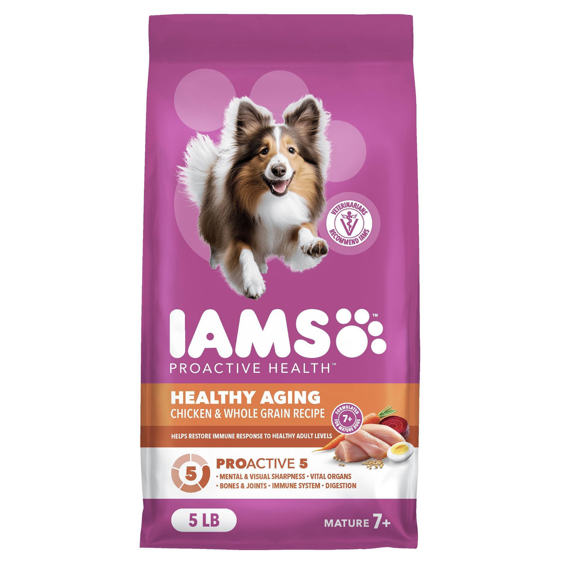 IAMS Healthy Aging Chicken and Whole Grains Recipe Mature Senior Dry Dog Food - 5lbs