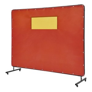VEVOR Welding Screen with Frame, 6' x 8' Welding Curtain Screens, Flame-Resistant Vinyl Welding Protection Screen with 4 Swivel Wheels, Red - 1 of 4