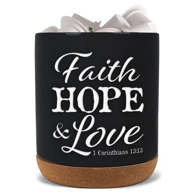 Elanze Designs Faith Hope Love Black X-Large Cork Bottom, Kitchen Counter, Ceramic Stoneware, Coffee, Tea and Hot Chocolate, Machine Brewing, K