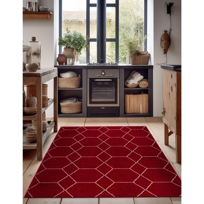 Red Trellis 8' x 10' Synthetic Indoor Area Rug