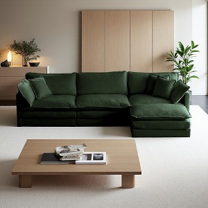 111" Chenille Modular L-Shaped Sectional Sofa with Ottoman - 1 of 4