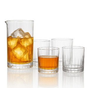 LEMONSODA Crystal Old Fashioned Spinning Glasses Set w/ Pitcher 10oz - 1 of 4