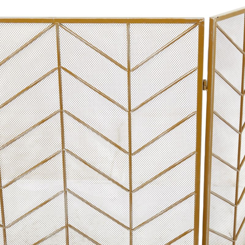 Contemporary Metal Fireplace Screen Brass - Olivia &#38; May, 5 of 19