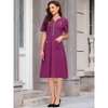INSPIRE CHIC Women's Tweed Trim Pockets V Neck Short Sleeve A-Line Midi Dresses - 3 of 4