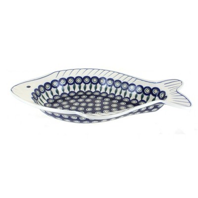 Blue Rose Polish Pottery 1819 Zaklady Fish Serving Dish