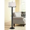Possini Euro Design Madrid Modern Industrial Floor Lamp 64" Tall Matte Black Metal White Linen Hardback Drum Shade for Living Room Bedroom Office Home - 2 of 4
