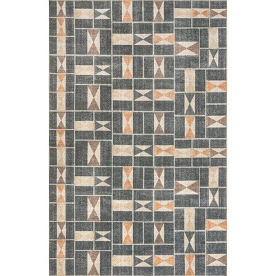 Nuloom Gene Geometric Tile Pet Friendly Machine Washable Area Rug, 5' x 8', Blue