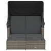 vidaXL Double Sun Lounger with Canopy-Gray Poly Rattan, Adjustable Backrest, Washable Cushions, Outdoor/Patio/Garden Day Bed - 4 of 4