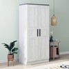 JUJABU 2-Door Wooden Wardrobe Armoire with LED, Hanging Rod and 4 Storage Shelves, - 4 of 4