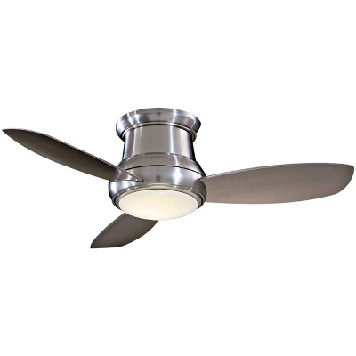 52" Minka Aire Modern Hugger Indoor Ceiling Fan with LED Light Remote Control Brushed Nickel Opal Glass for Living Room Kitchen