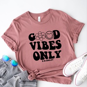 Simply Sage Market S.W.Smiley Good Vibes Only Smiley Face Short Sleeve Tee - 1 of 4