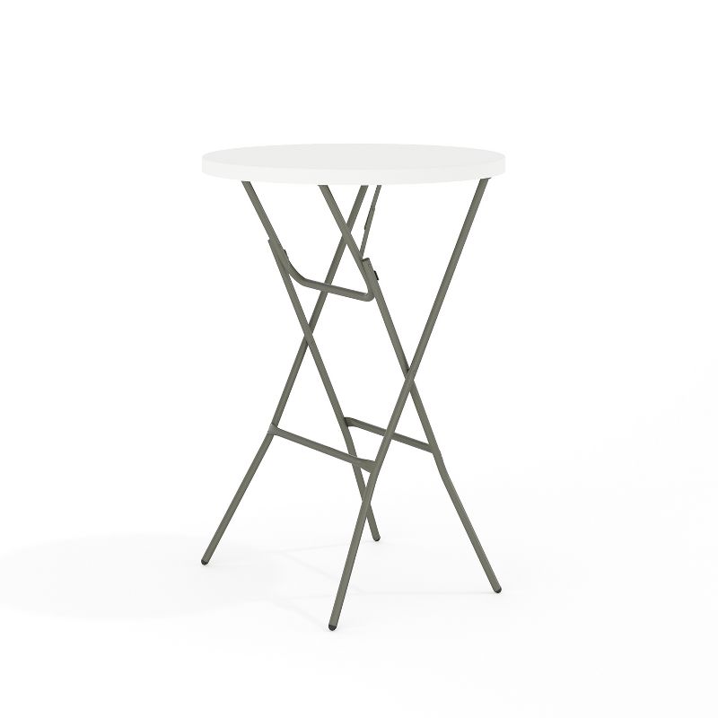 Flash Furniture Elon 2.6-Foot Round Granite White Plastic Bar Height Folding Table, 1 of 16