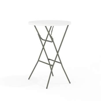 Flash Furniture Elon 2.6-Foot Round Granite White Plastic Bar Height Folding Table