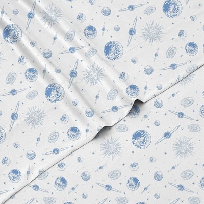 Tadpoles 3-Piece Blue Galaxy Sheet Set | 1 Twin Flat Sheet, 1 Twin Fitted Sheet & 1 Queen Pillowcase