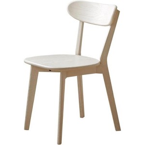 ADILE Mid Century Oak Wood Dining Chair, White - 1 of 4