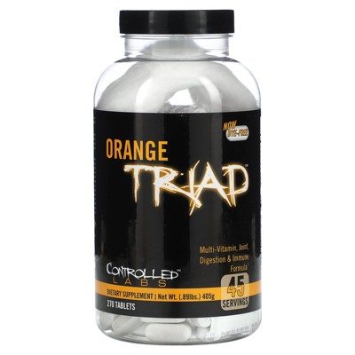 CONTROLLED LABS Orange Triad Daily Multivitamin for Men and Women, 45 Servings, Iron Free Supplement for Digestion, Immune System, and Joint Health