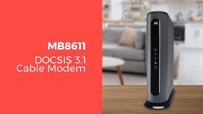 Motorola Ultra-Fast DOCSIS 3.1 Cable Modem with 32X8 DOCSIS 3.0 &#38; 2.5Gbps Ethernet (MB8611), 2 of 6, play video