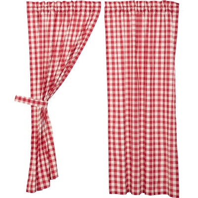 Annie Buffalo Red Check Short Panel Set of 2 63x36  VHC Brands