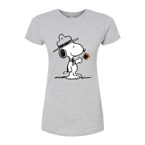 Women's - Peanuts - Ranger Snoopy And Butterfly Fitted Graphic T-Shirt - 1 of 3