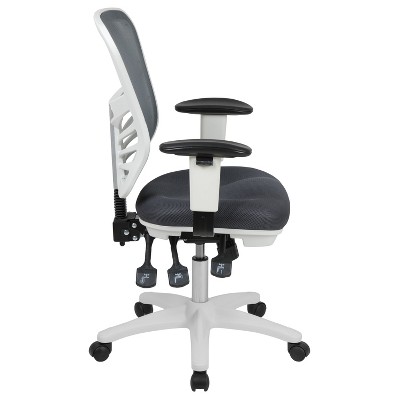 Ergonomic Mid-Back Mesh Executive Chair with Swivel & Adjustable Arms in Gray and White