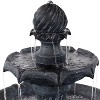 Sunnydaze Outdoor 2-Tier Solar Powered Polyresin Arcade Water Fountain with Battery Backup and LED Light - 45" - Black - image 4 of 4