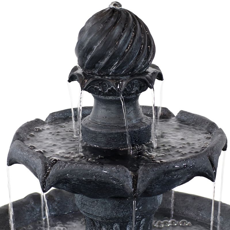 Sunnydaze 45" H Outdoor Arcade 2-Tier Solar Water Fountain with Battery Backup and LED Light, 6 of 18