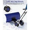 Snow Pusher with Wheels, Heavy Duty Steel Blade, Adjustable Angle & Height Handle for Effortless Driveway Snow Removal - 3 of 4