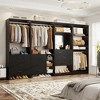 Besiost Set of 4 Closet Organizer System with Wood Drawers, 104-In Freestanding Wardrobe with Mirror and Hanging Rods - 2 of 4