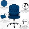 Lyngins Velvet Button Tufted Home Office Desk Chair with Swivel Wheels,Adjustable Height,Tilt Function for Work Study Vanity,Blue - 3 of 4