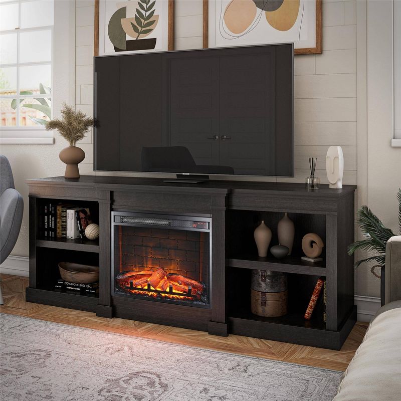 Baird TV Stand for TVs up to 75&#34; with Electric Fireplace Black Oak - Room &#38; Joy, 4 of 11
