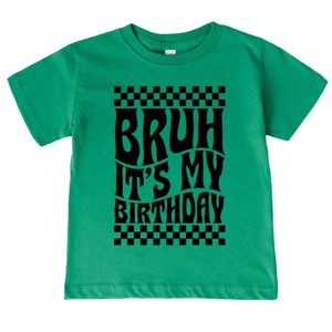 The Juniper Shop Bruh It's My Birthday Checkered Toddler Short Sleeve Tee - 1 of 4