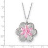 Black Bow Jewelry Rhodium Plated Sterling Silver & CZ Pretty in Pink Flower Necklace - 2 of 4