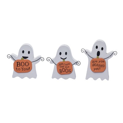 Transpac Halloween MDF Ghost Decor Set of 3 Halloween Home Decorations