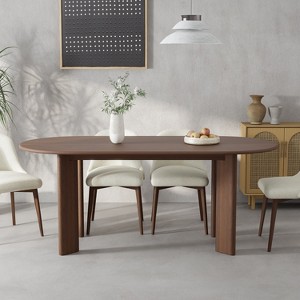 Wooakway 30"H Oval Wood Dining Table Kitchen Table Conference Table with 4 Legs - 1 of 4