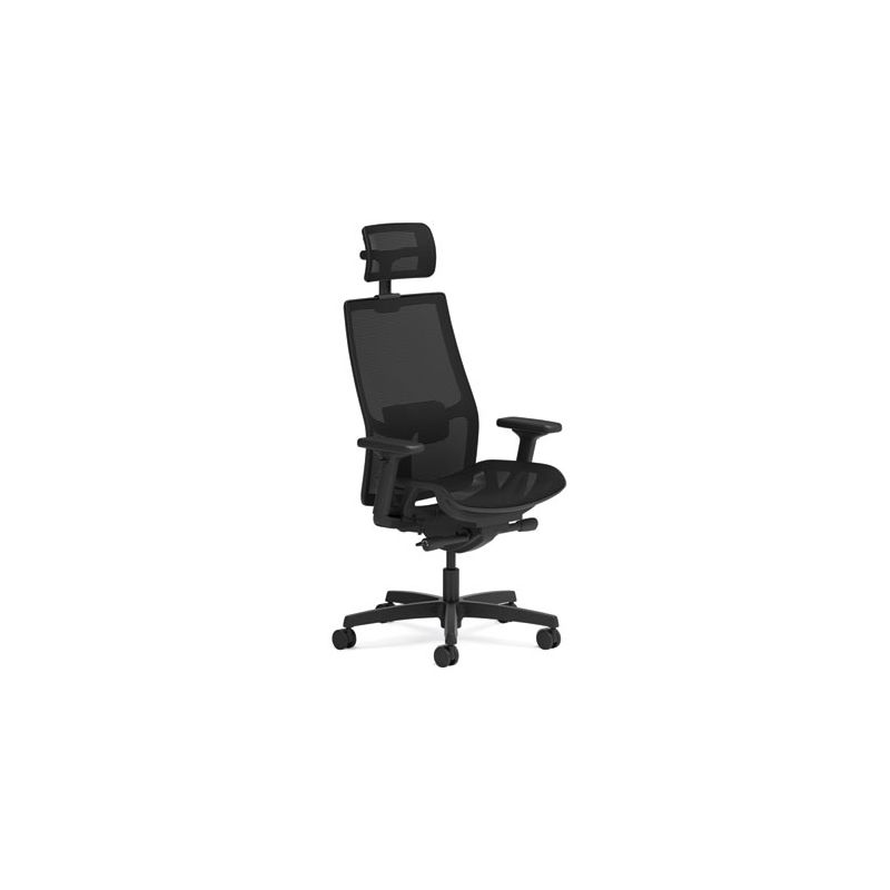 HON Ignition 2.0 4-Way Stretch Mesh Back and Seat Task Chair, Supports Up to 300 lb, 17" to 21" Seat, Black Seat, Black Base, 1 of 6