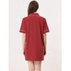 cheibear Women's Notched Collar Button Down Pajama Shirt Dress with Pocket - 3 of 4