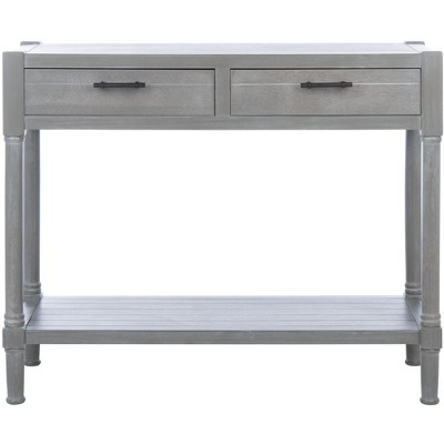 Elegant Whitewashed Grey 40" Metal & Wood Console Table with Storage