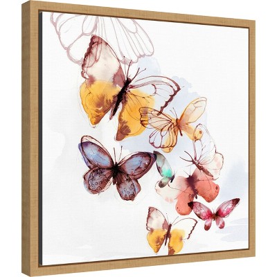 Amanti Art Butterfly Fly Away I by PI Gallerie Canvas Wall Art Print Framed 16 x 16-in.